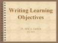 Writing Learning Objectives PowerPoint PPT Presentation