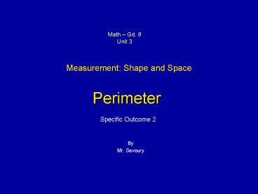Measurement: Shape and Space
