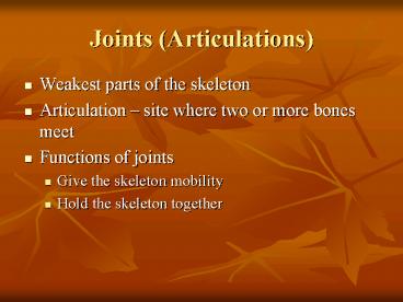 Joints Articulations