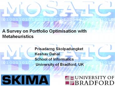 A Survey on Portfolio Optimisation with Metaheuristics