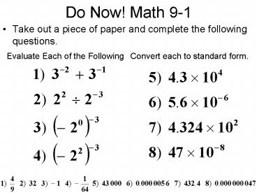 Do Now Math 91