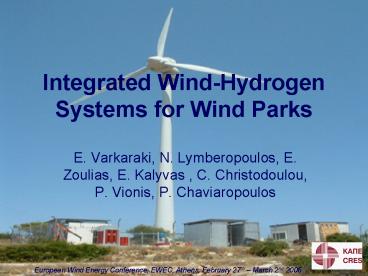 Integrated WindHydrogen Systems for Wind Parks