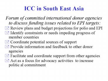 ICC in South East Asia