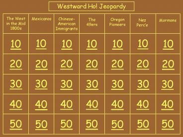 Westward Ho! Jeopardy
