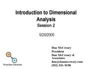 Introduction to Dimensional Analysis Session 2