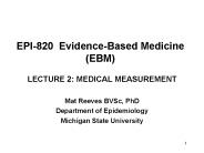 EPI820 EvidenceBased Medicine EBM