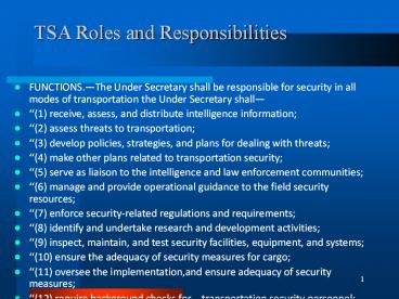 TSA Roles and Responsibilities presentation | free to view