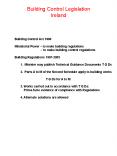 Building Control Legislation Ireland PowerPoint PPT Presentation