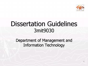 Dissertation Guidelines 3mit9030