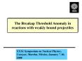 The Breakup Threshold Anomaly in reactions with weakly bound projectiles PowerPoint PPT Presentation