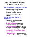 EVALUATING RECOVERED MEMORIES OF ABUSE PowerPoint PPT Presentation