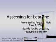 Assessing for Learning