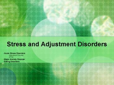 Stress and Adjustment Disorders
