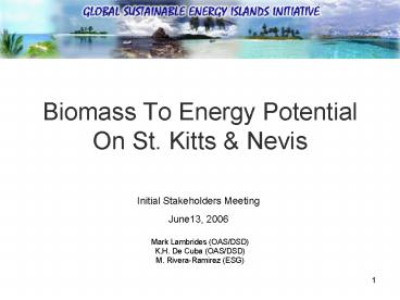 Biomass To Energy Potential On St' Kitts