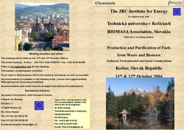 Meeting location and dates