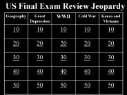 US Final Exam Review Jeopardy