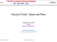 Electron Cloud - Status and Plans