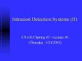 Intrusion Detection Systems II PowerPoint PPT Presentation