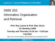Lecture 5: Lexical Relations