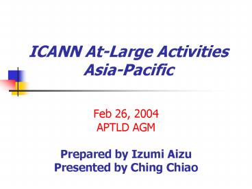 ICANN AtLarge Activities AsiaPacific