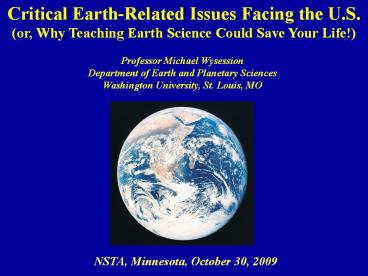 Critical Earth-Related Issues Facing the U.S.