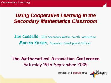 Using Cooperative Learning in the Secondary Mathematics Classroom