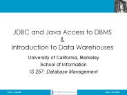 JDBC and Java Access to DBMS