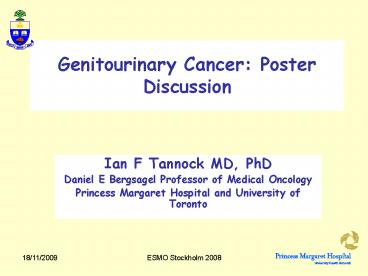 Genitourinary Cancer: Poster Discussion