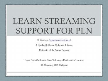 LEARNSTREAMING SUPPORT FOR PLN