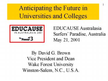 Anticipating the Future in Universities and Colleges
