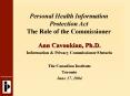 Personal Health Information Protection Act The Role of the Commissioner PowerPoint PPT Presentation