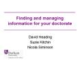 Finding and managing information for your doctorate PowerPoint PPT Presentation
