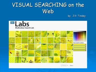 VISUAL SEARCHING on the Web by Jill Tinsley