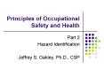 Principles of Occupational Safety and Health PowerPoint PPT Presentation