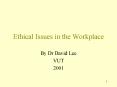 Ethical Issues in the Workplace PowerPoint PPT Presentation