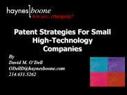 Patent Strategies For Small High-Technology Companies