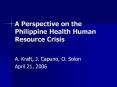 A Perspective on the Philippine Health Human Resource Crisis PowerPoint PPT Presentation