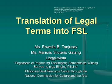 Translation of Legal Terms into FSL
