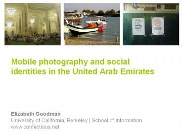 Mobile photography and social identities in the United Arab Emirates