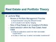 Real Estate and Portfolio Theory PowerPoint PPT Presentation
