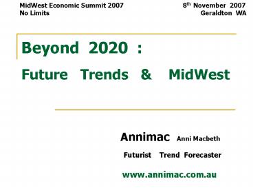Beyond 2020 : Future Trends