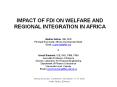 IMPACT OF FDI ON WELFARE AND REGIONAL INTEGRATION IN AFRICA PowerPoint PPT Presentation
