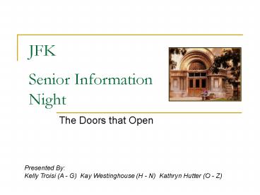 JFK Senior Information Night