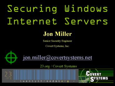 Securing Windows Internet Servers