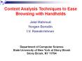 Content Analysis Techniques to Ease Browsing with Handhelds PowerPoint PPT Presentation