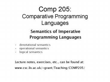Comp 205: Comparative Programming Languages presentation | free to view