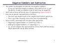 Negative Numbers and Subtraction PowerPoint PPT Presentation