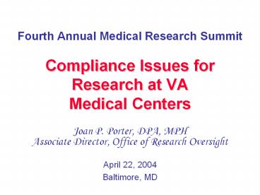 Fourth Annual Medical Research Summit