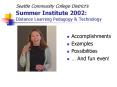 Seattle Community College District PowerPoint PPT Presentation