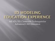 3D Modeling Education Experience